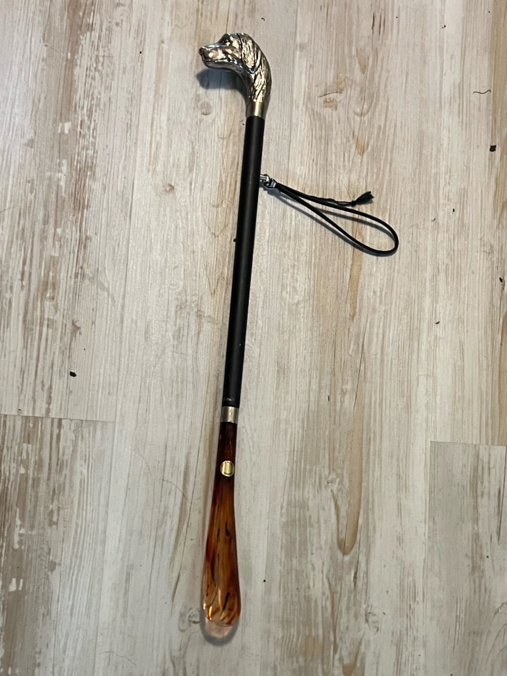 Italian Long Shoe Horn, Dog Head, Sliver Shoe Horn